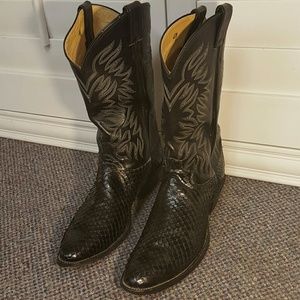 JUSTIN BOOTS  black snake skin leather